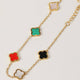 Colorful Clover Gold Tone Outline Chain Bracelet: G / ONE SIZE