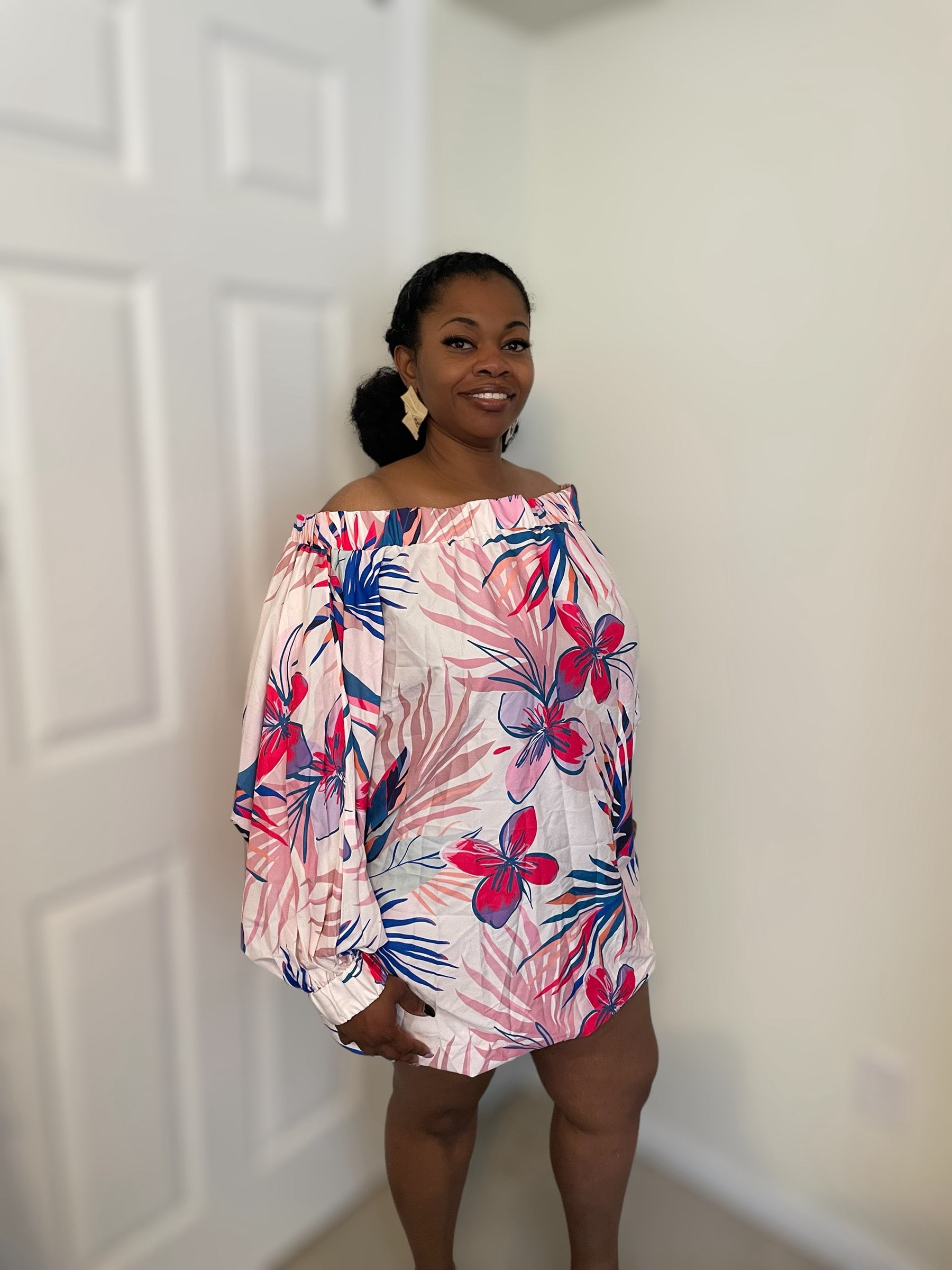 hawaiian off shoulder dress Hawaiian Flower Off Shoulder Dress – B'el 'Ego